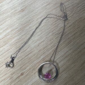 Fine Jewelry White Gold Necklace with Pink Sapphire & Diamonds